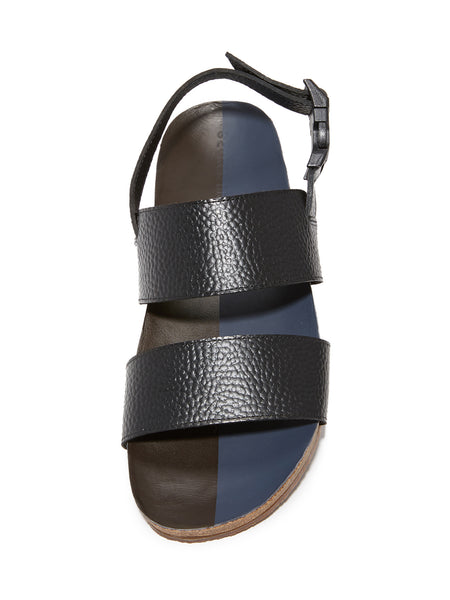 GEORGE BROWN BILT Men's Black/Blue Leather Hamilton Sandals $225 NEW