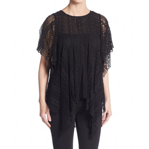 REBECCA MINKOFF Women's Black Lace Hanky Top $398 NWT
