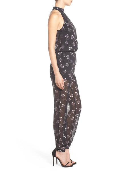 REBECCA MINKOFF Women's Black Multi High Neck Hayley Jumpsuit $328 NWT
