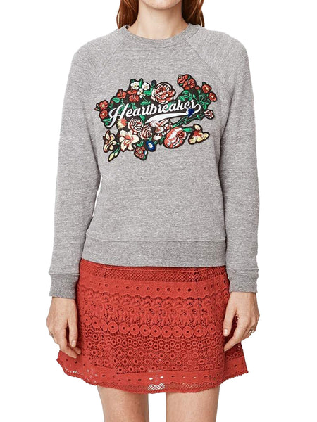 REBECCA MINKOFF Women's Heather Grey Heartbreaker Patch Sweatshirt $128 NWT