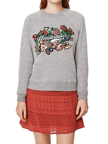 REBECCA MINKOFF Women's Heather Grey Heartbreaker Patch Sweatshirt $128 NWT