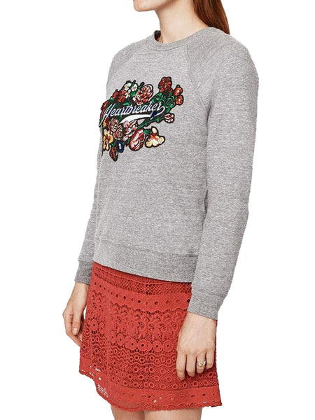 REBECCA MINKOFF Women's Heather Grey Heartbreaker Patch Sweatshirt $128 NWT