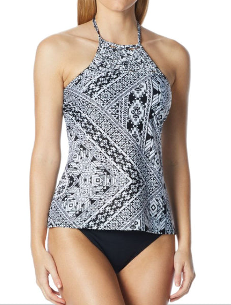 COCO RAVE Women's Black Marley High Neck Tankini Swim Top #27484 Small NWT