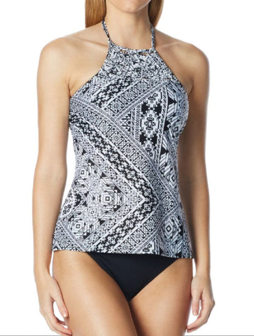 COCO RAVE Women's Black Marley High Neck Tankini Swim Top #27484 Small NWT