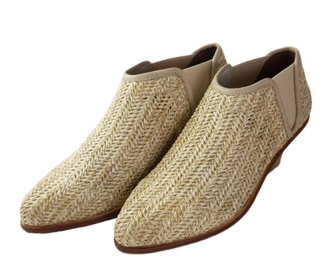 MATT BERNSON Women's White Honey Raffia Marlow Booties #MB108 NWB