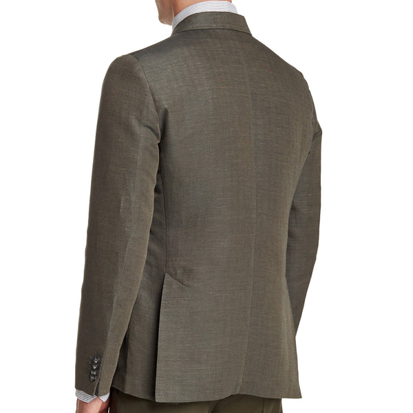 J. LINDEBERG Men's Military Green Hopper Two Tone Herring Blazer Sz 48L $695 NWT