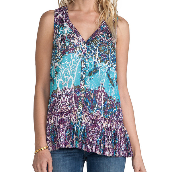 REBECCA MINKOFF Women's Amethyst Printed Howland Top $298 NWT