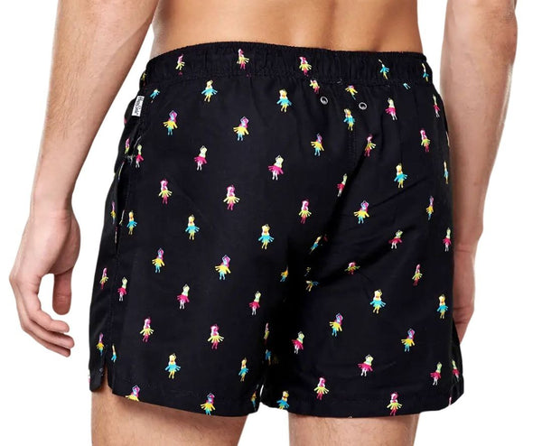HAPPY SOCKS Men's Black Hula Dancer Mesh Lining Swimming Shorts NWT