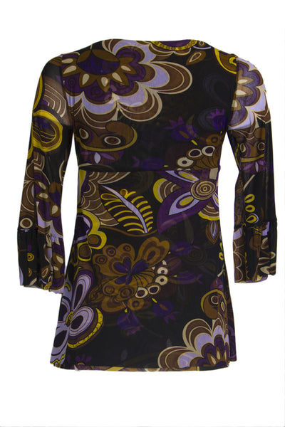 OLIAN Maternity Women's Multi Abstract Print Front Knot Accent Top XS $98 NWT