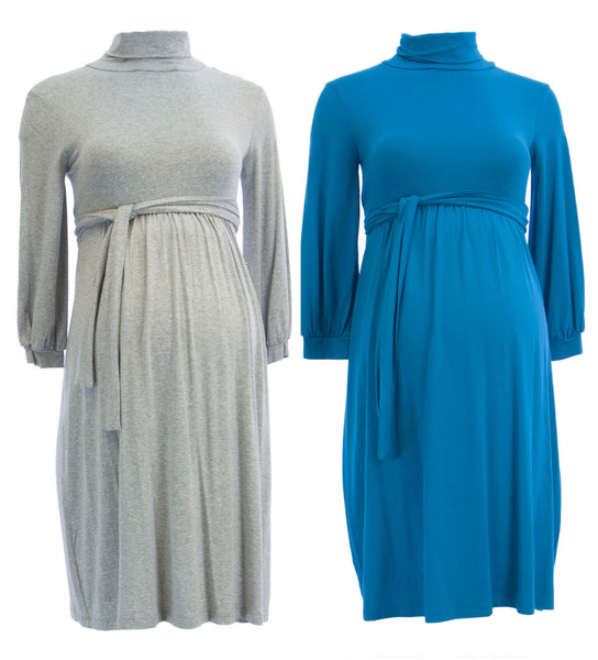 OLIAN Maternity Women's 3/4 Blouson Sleeve Turtleneck Dress $128 NEW