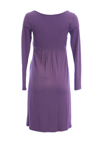 OLIAN Maternity Women's Mauve Pinched V-Neck Long Sleeve Dress $125 NWT