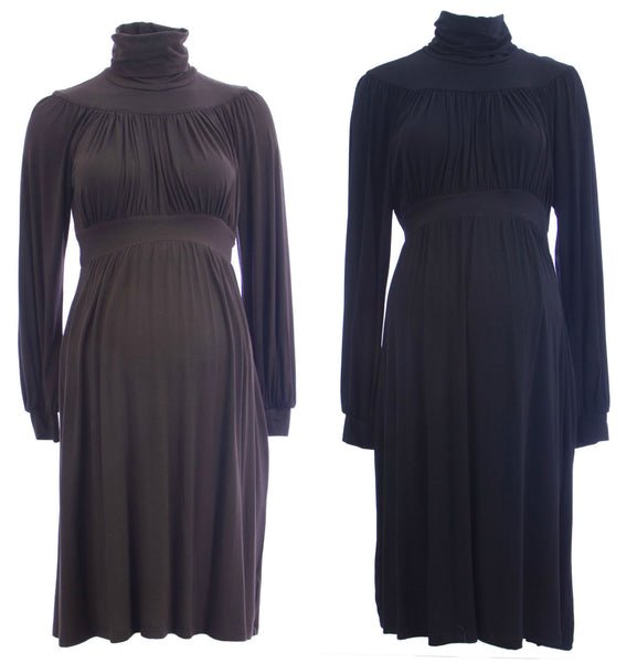 OLIAN Maternity Women's Long Sleve Turtleneck Gathered Dress $130 NWT