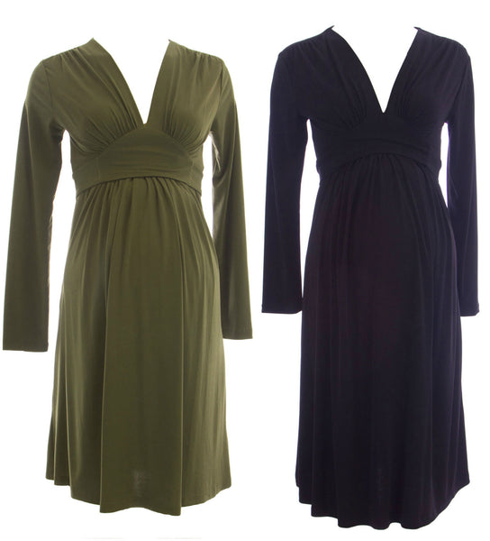 OLIAN Maternity Women's Sash Around Tie Surplice Neck Dress $150 NWT