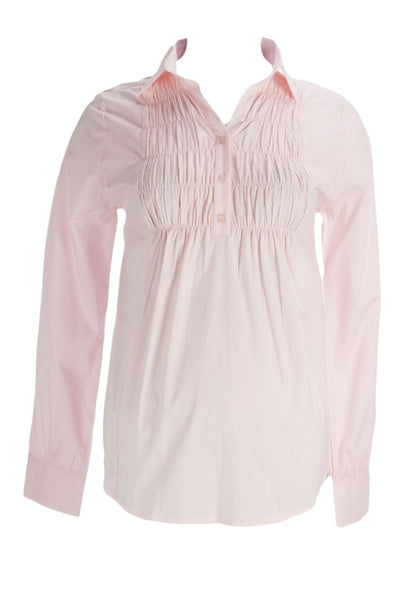 OLIAN Maternity Women's Smocked Front Button Down Blouse $110 NWT