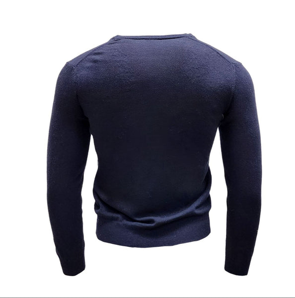 IMMAGINI Men's Midnight Blue Solid Wool Blend V-Neck Sweater NWT