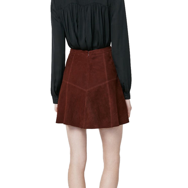 REBECCA MINKOFF Women's Suede A-Line Ibiza Skirt $498 NWT