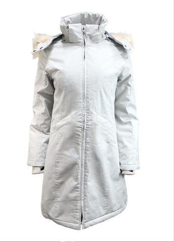 HoodLamb Women's Icy Grey Fitted Water Resistant Hemp Parka 420 NWT