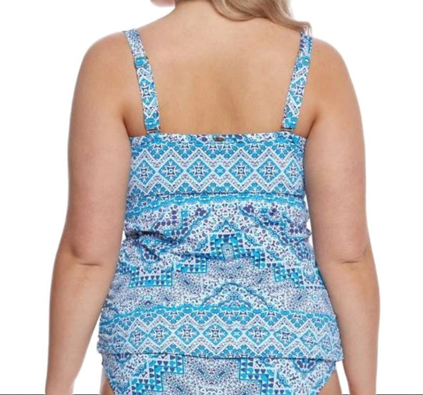 CURVE By SUNSETS Women's Blue Iconic Twist Tankini Tangier Swim Top #395E 20 NWT