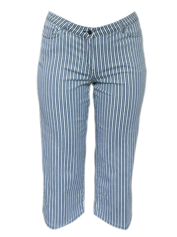 Marina Rinaldi Women's Blue Igor Striped Capri Pants Size 8W/17 NWT