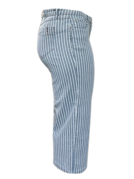Marina Rinaldi Women's Blue Igor Striped Capri Pants Size 8W/17 NWT