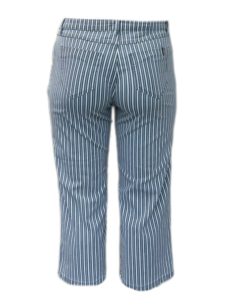 Marina Rinaldi Women's Blue Igor Striped Capri Pants Size 8W/17 NWT