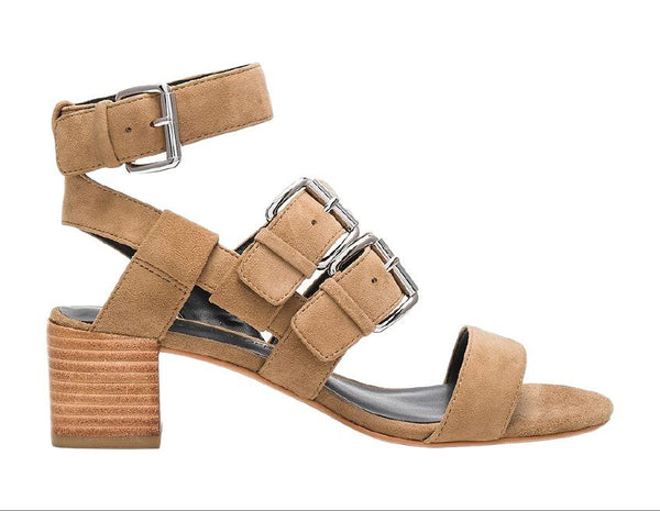 REBECCA MINKOFF Women's Taupe Kid Suede Ilana Heeled Sandals #M4131001 9.5 NWB