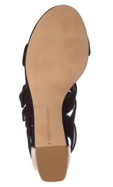 REBECCA MINKOFF Women's Black Kid Suede Ilana Heeled Sandals #M4131001 NWB