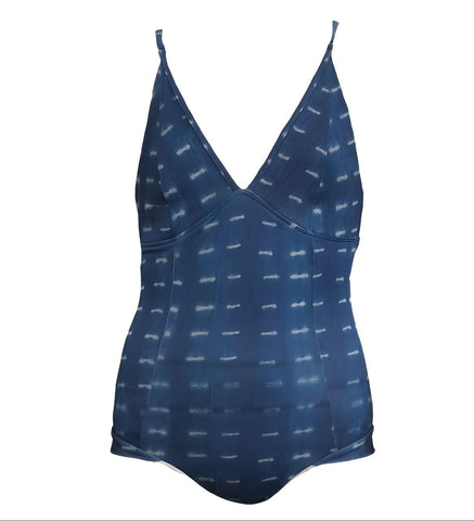 SEEA Women's Blue Felina Indigo V-Neck One Piece Swimsuit #11701 X-Small NWT