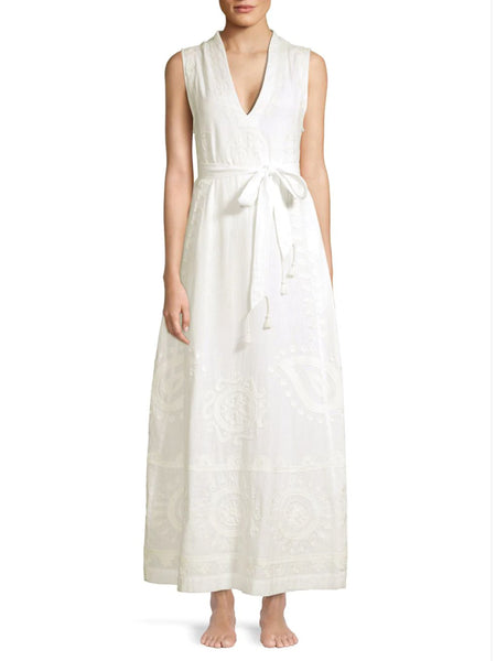 ROBERTA ROLLER RABBIT Women's White Isabis Linen Maxi Dress $325 NEW