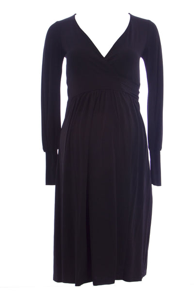 OLIAN Maternity Women's Long Blouson Sleeve True Wrap Dress $165 NEW