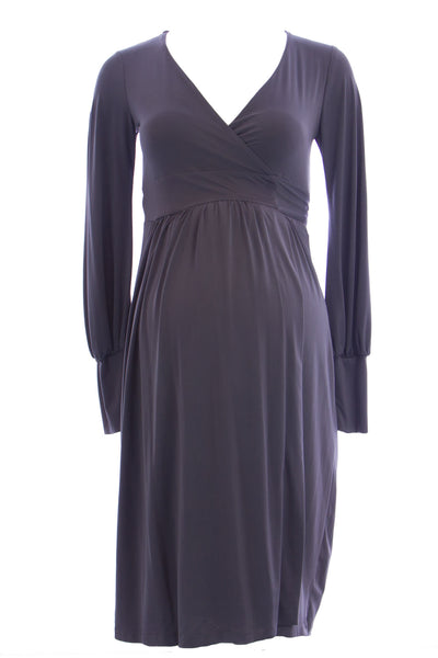 OLIAN Maternity Women's Long Blouson Sleeve True Wrap Dress $165 NEW