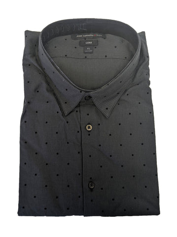 John Varvatos Star USA Black Stripe Dot Button Down Shirt $178  NWT