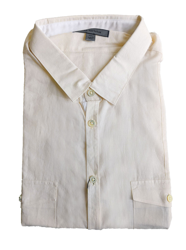 John Varvatos Eggshell Double Pocket Button Down Shirt $248 NWT