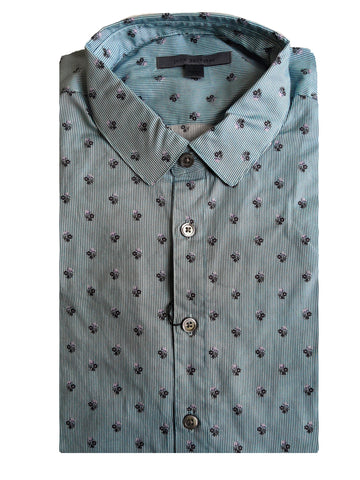 John Varvatos Pale Aqua Short Sleeve Button Down Shirt $248 NWT