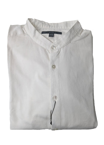 John Varvatos White Banded Collar Button Down Shirt $228 NWT