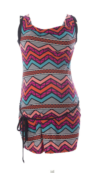 JULES & JIM Maternity Women's Geometric Print Belted Dress Medium Multi-Color