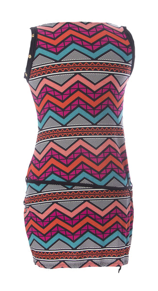 JULES & JIM Maternity Women's Geometric Print Belted Dress Medium Multi-Color