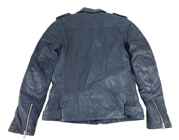 BLK DNM Men's Blue Moto Leather Jacket 8 NWT