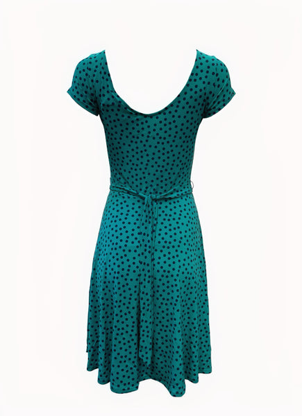 Leota Women's Green Jade Confetti Dot A-Line Stretchy Dress #2419 Small NWT