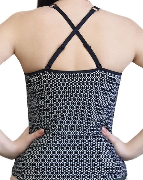 JAG Women's Black Padded V-Neck Swim Tankini Top #7041 Medium NWT