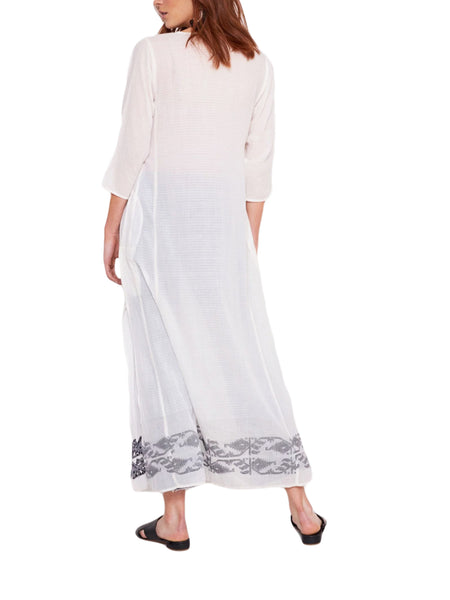 ROBERTA ROLLER RABBIT Women's Black/White Jambdani Anu Long Kurta $265 NEW
