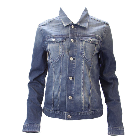 BLK DNM Women's Washed Mended Blue Jeans Jacket 6 #WK010501 $280 NWT