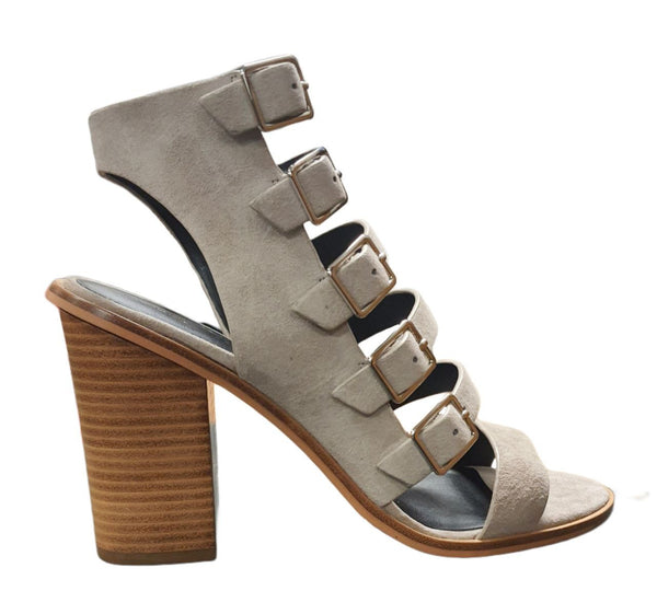 REBECCA MINKOFF Women's Sand Kid Suede Jenna Heeled Sandals #M10261011 NWB