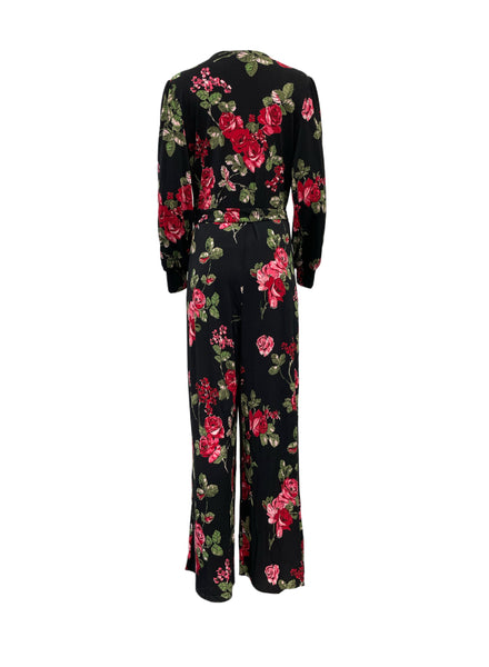 Leota Women's Black Flora Julie Ruffle Long Stretchy Jumpsuit #3686 NWT