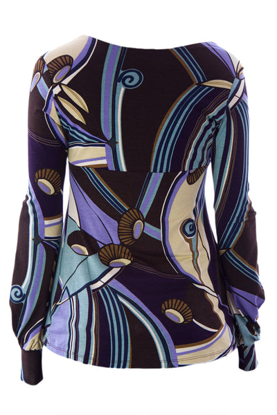 Olian Women's Bishop Sleeve Printed Maternity Top X-Small Multicolor