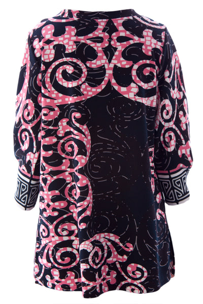 OLIAN Women's Black & Pink 3/4 Sleeve Printed Maternity Tunic Sz XS $115 NWT