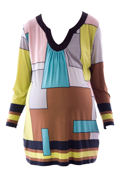 OLIAN Women's Multicolor Tina Geometric Print Maternity Tunic Sz XS $118 NWT