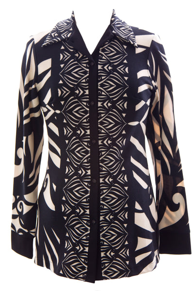 OLIAN Women's Black & Beige Button Down Collared Maternity Sweater $113 NWT