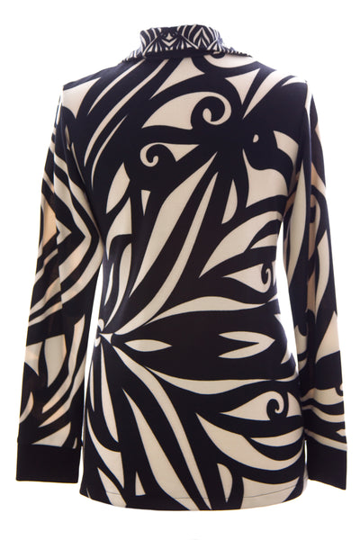 OLIAN Women's Black & Beige Button Down Collared Maternity Sweater $113 NWT