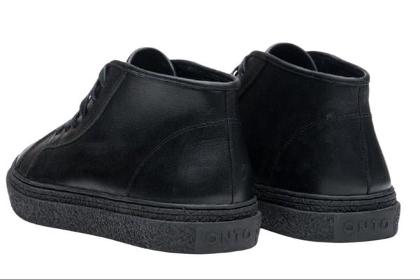 ONTO Men's Black Glazed Leather Lace Up Kogi Fashion Sneakers #KG 12 NWB